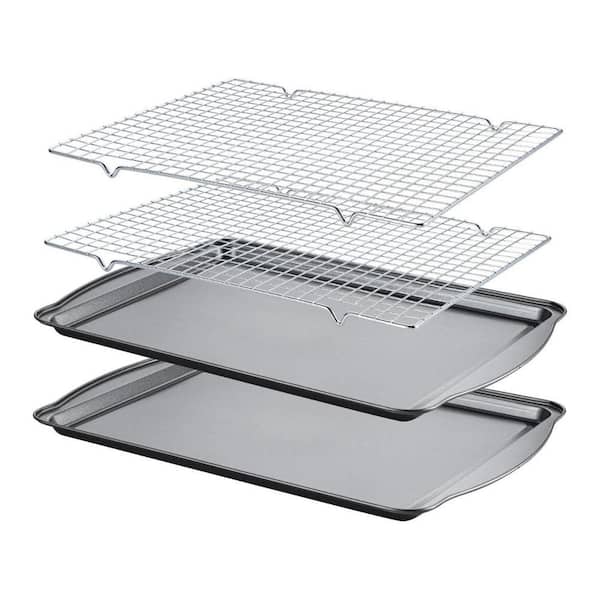 Carbon Steel Nonstick Baking Sheet Set with Stainless Steel Cooling Racks, Heavy Duty, Oven Safe, 1-Set