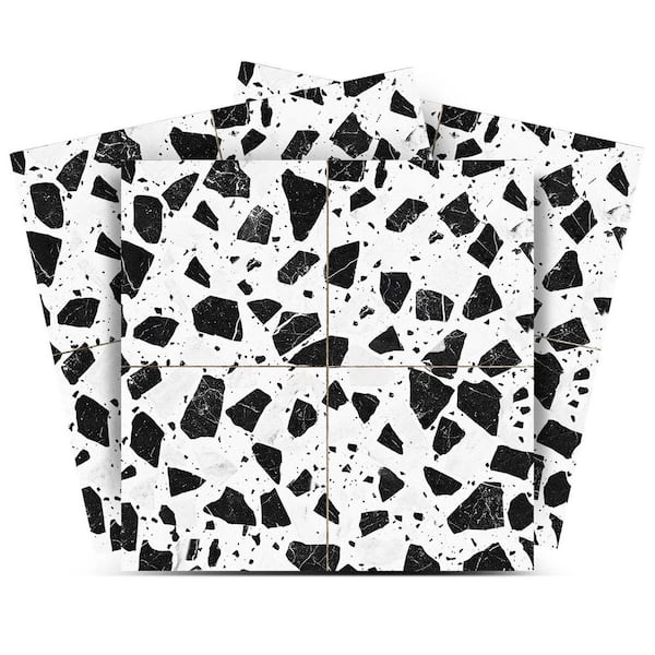 Black and White T8 4 in. x 4 in. Vinyl Peel and Stick Tile (24-Tiles, 2.67 sq. ft./Pack)