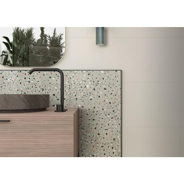Kallisto Kapir 8 in. x 9 in. Hexagon Terrazzo look Matte Porcelain Floor and Wall Tile