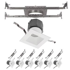 Pop-in 4 in. 3000K Square New Construction Recessed Integrated LED Trim Kit in White (6-Pack)