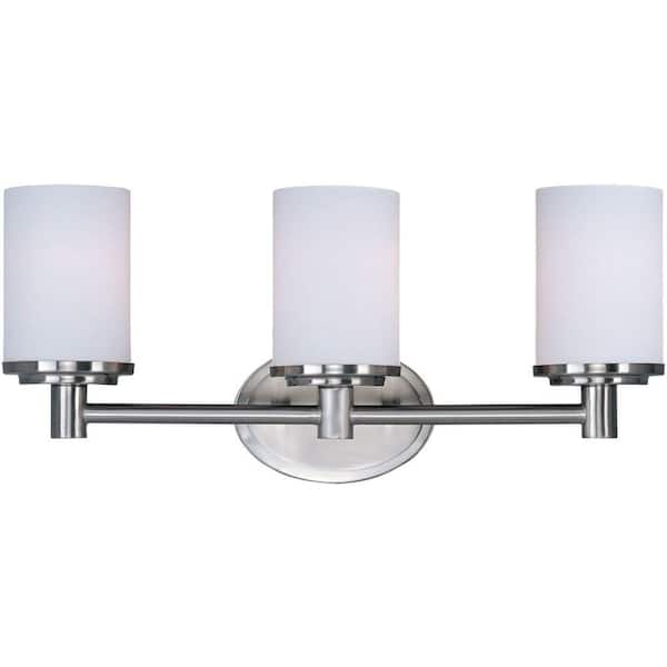 Cylinder 3-Light Satin Nickel Bath Vanity Light