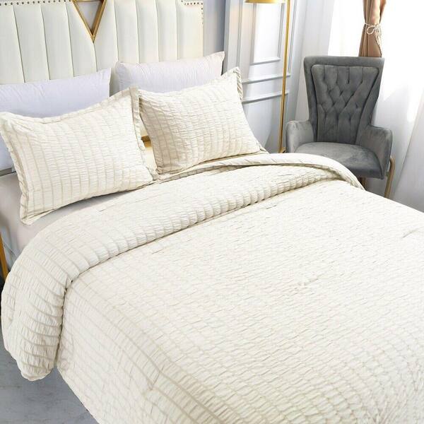 Shatex 2-Piece White Ultra Soft Microfiber Twin Comforter Set