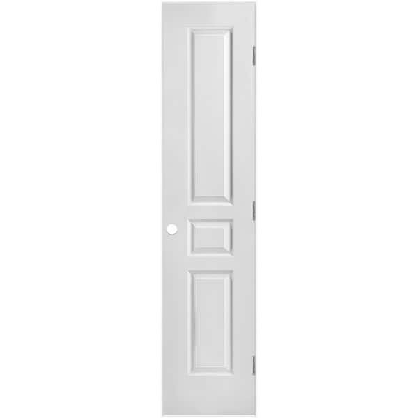 Masonite 18 in. x 80 in. 3 Panel Left-Handed Hollow-Core Textured Primed Composite Single Prehung Interior Door