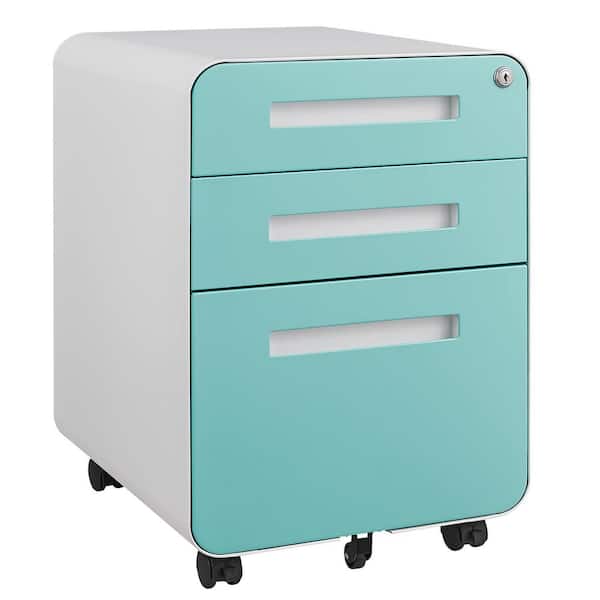 3-Drawer Light Blue Metal 15.8 in. W Lateral File Cabinet