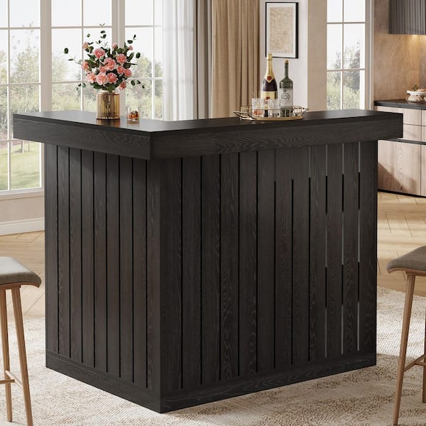BYBLIGHT Kearsten Wooden Bar Counter with 5 Muti-Bottle