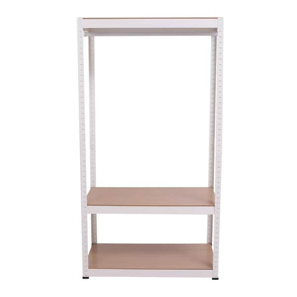 White Steel Freestanding Clothes Rack 31.5 in. W x 59 in. H, with 1 Adjustable Shelves and 1 Clothe Rod