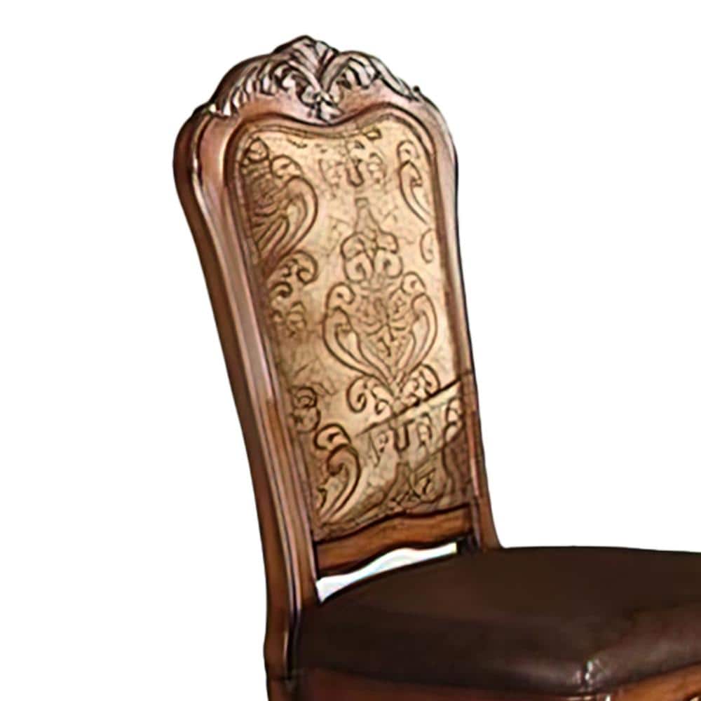 Cherry Oak Dresden High-Back Faux Leather Side Chair