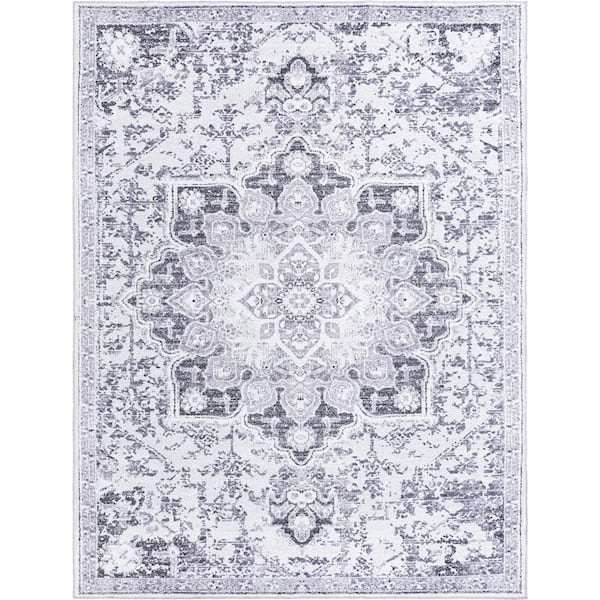 Unique Loom Renaissance Roma Light Gray 9 ft. x 12 ft. Machine Washable Area Rug