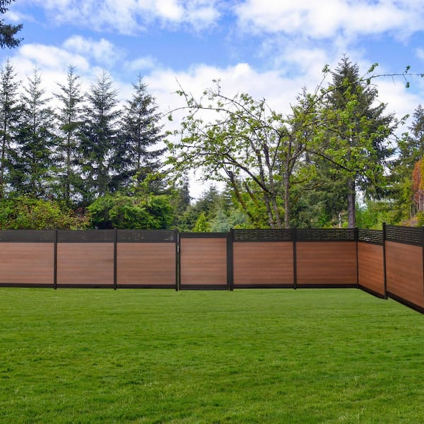 EuroFence Euro Style 6 ft. x 6 ft. Lattice Top Black Rose Aluminum/Composite Horizontal Fence Panel