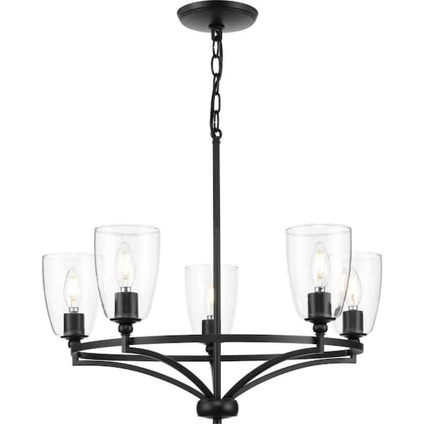Progress Lighting Parkhurst 5-Light Matte Black Transitional Chandelier