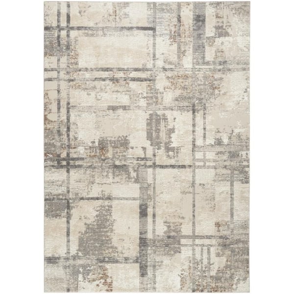 6 ft. x 9 ft. White Abstract Non Skid Area Rug