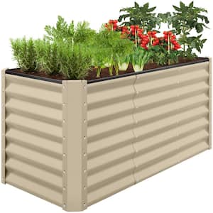 4 ft. x 2 ft. x 2 ft. Beige Rectangular Steel Raised Garden Bed Planter Box for Vegetables, Flowers, Herbs