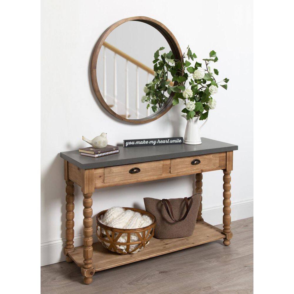 Rustic Wood and Concrete Gray Console Table with Storage