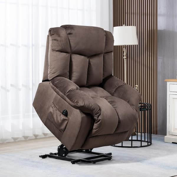 KINWELL Chocolate Microfiber Standard (No Motion) Recliner with Storage