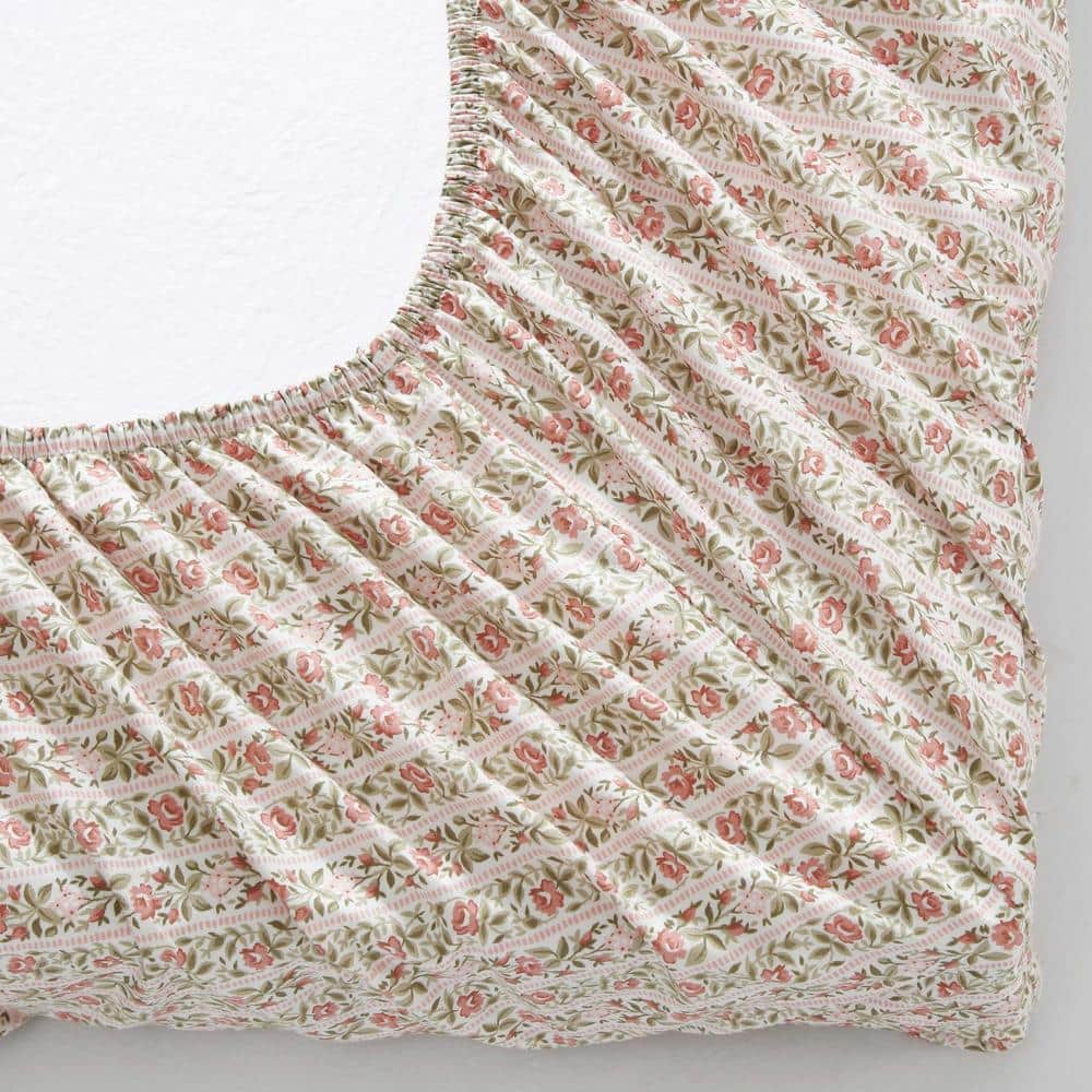 Marta Stripe Pink Cotton Percale Queen Sheet Set