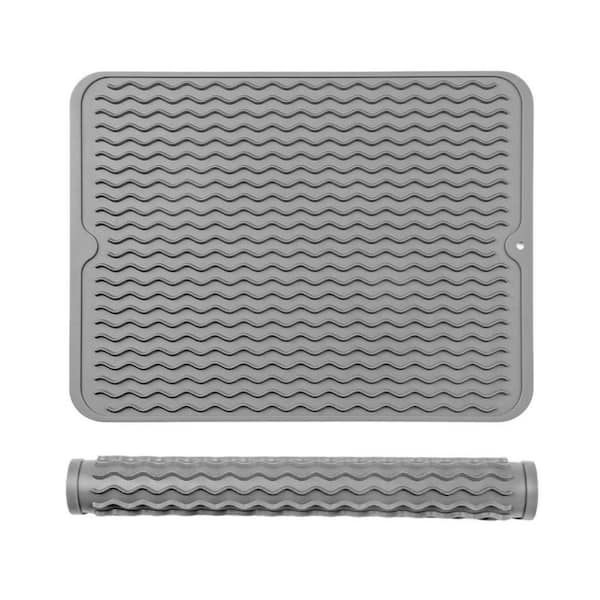 16in.Lx12in.W Silicone Dish Drying Mat Food Grade Heat Resistant Non Slip Kitchen Counter Sink Refrigerator Drawer Liner