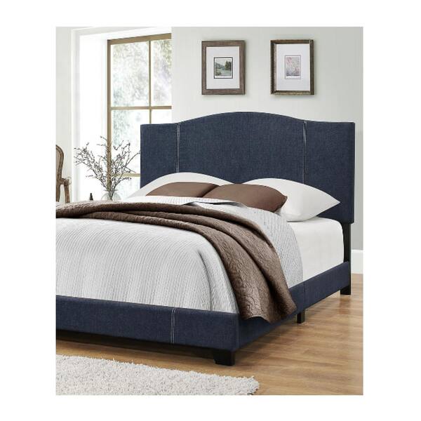 Pulaski Furniture Queen All-In-One Modified Camel Back Upholstered Bed in Denim Vintage Blue