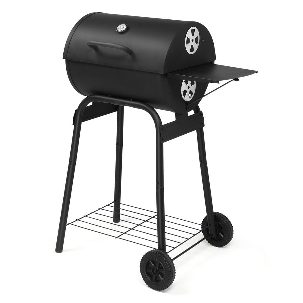 Karl home 40.5 in. H Portable Barrel Charcoal Grill in Black
