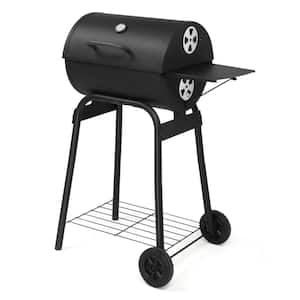 40.5 in. H Portable Barrel Charcoal Grill in Black