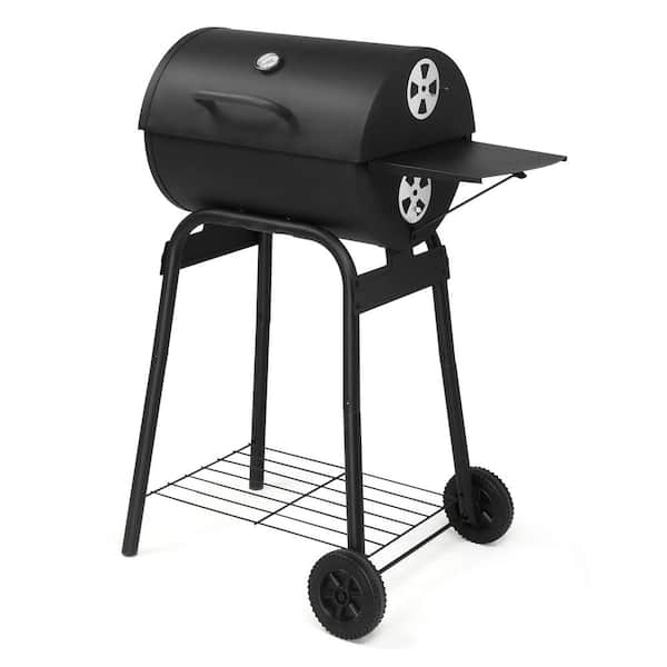 Karl home 40.5 in. H Portable Barrel Charcoal Grill in Black ...