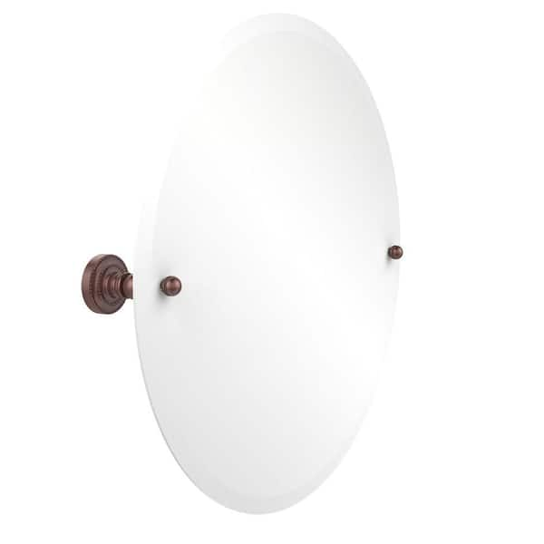 Allied Brass Dottingham Collection 22 in. L x 22 in. W Frameless Round Tilt Mirror with Beveled Edge in Antique Copper