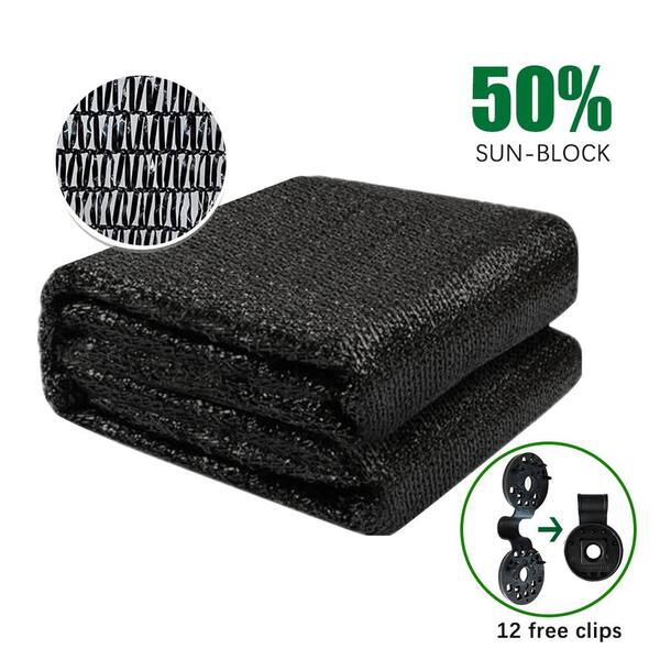 Shatex 6 ft. x 20 ft. 50% Sunblock Shade Cloth Cover with Clips for Plants in Black