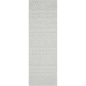 Breeze Stripe Gray 2 ft. x 8 ft. Indoor/Outdoor Runner Rug