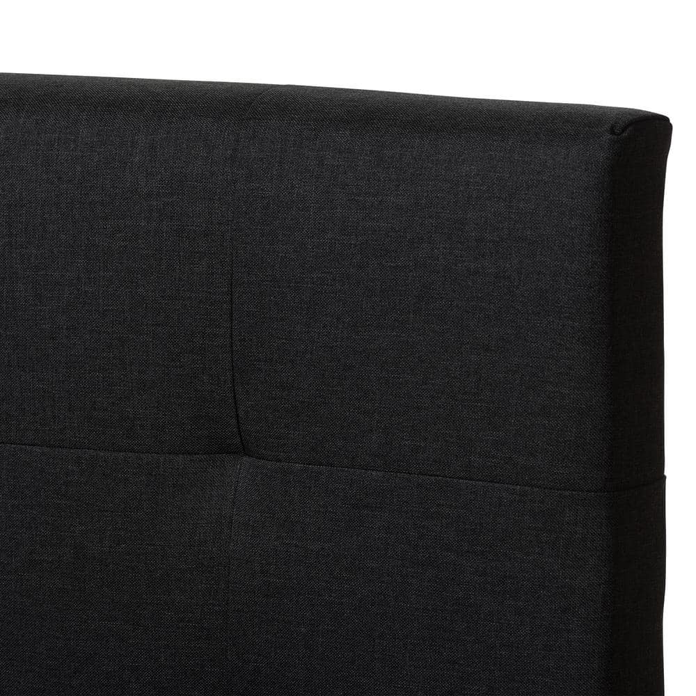 Full Size Black Upholstered Tufted Bed with Wood Frame