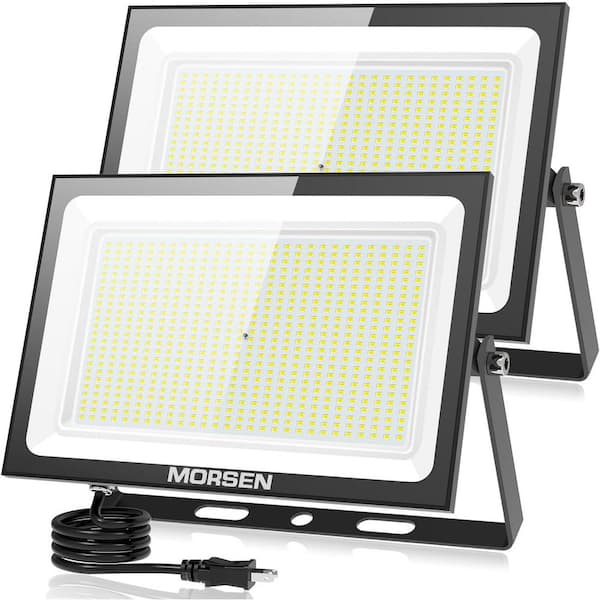 400W Equivalent 48000 Lumen Integrated LED Flood Light with Plug 2 Pack