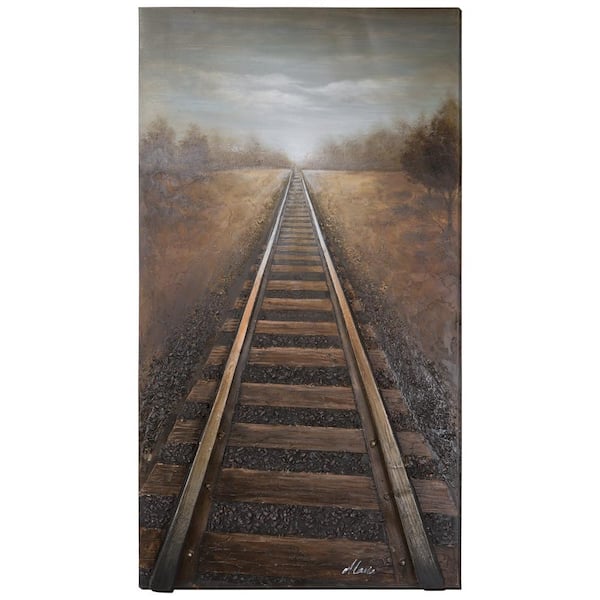 Yosemite Home Decor 66 in. x 37 in. "Vanishing Into The Distance" Hand Painted Contemporary Artwork