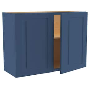 Grayson Mythic Blue Painted Plywood Shaker Assembled Wall Kitchen Cabinet Soft Close 33 in. W 12 in. D 24 in. H