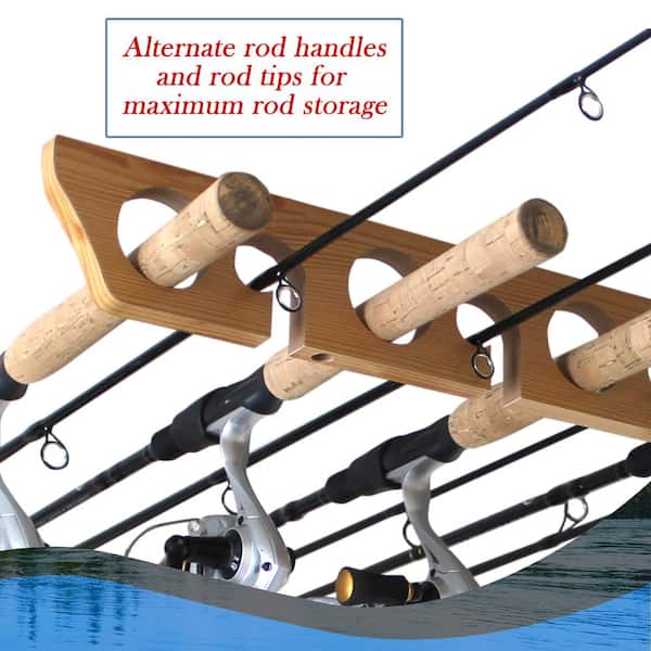 KOOVA 500 lbs 5 Spinning Adjustable Fishing Pole Wall Mounted Racks  KV-Rod-Off - The Home Depot