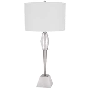 Assen 32 in. Height Brushed Steel Metal Table Lamp for Living Room with Fabric Shade