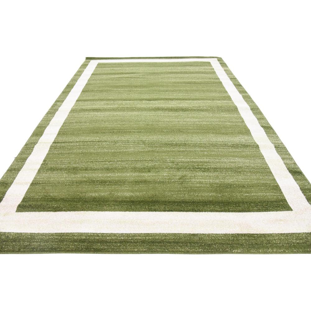Easy-Care Tufted Green Synthetic 7' x 10' Rectangular Area Rug