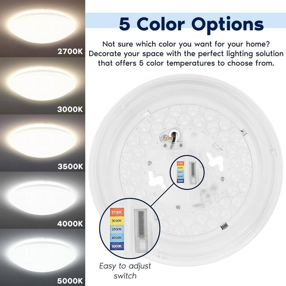 White 11-Inch Round LED Flush Mount Ceiling Light