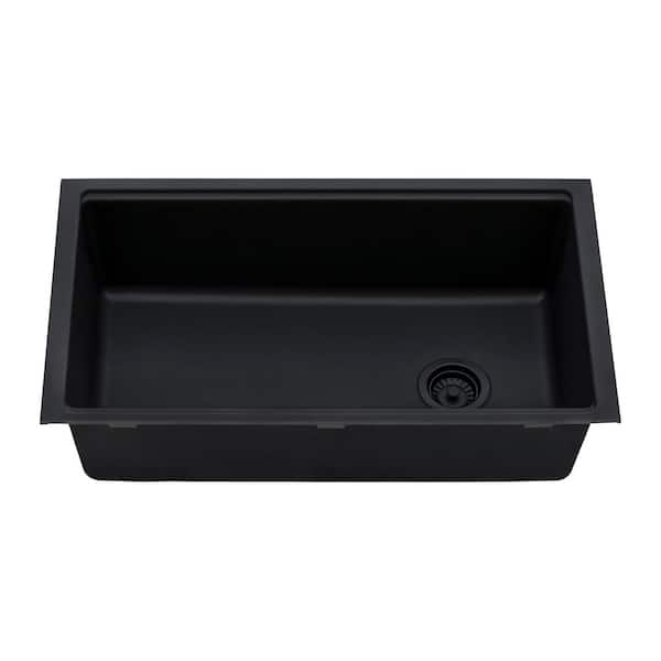 Ruvati 33-inch Undermount Workstation Granite Composite Kitchen Sink Matte  Black - RVG2302BK - Ruvati USA