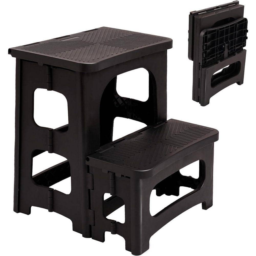 Stackable Steps Small 17 in. H Reach 2-Step Polypropylene 300 lb. Load Capacity Folding Step ...