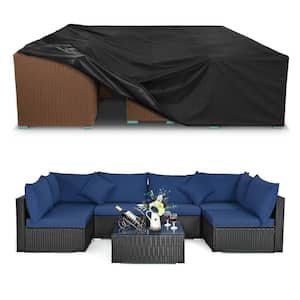 Heavy-Duty Waterproof 110 in. L x 84 in. W x 28 in. H Black Outdoor Couch Table Furniture Cover