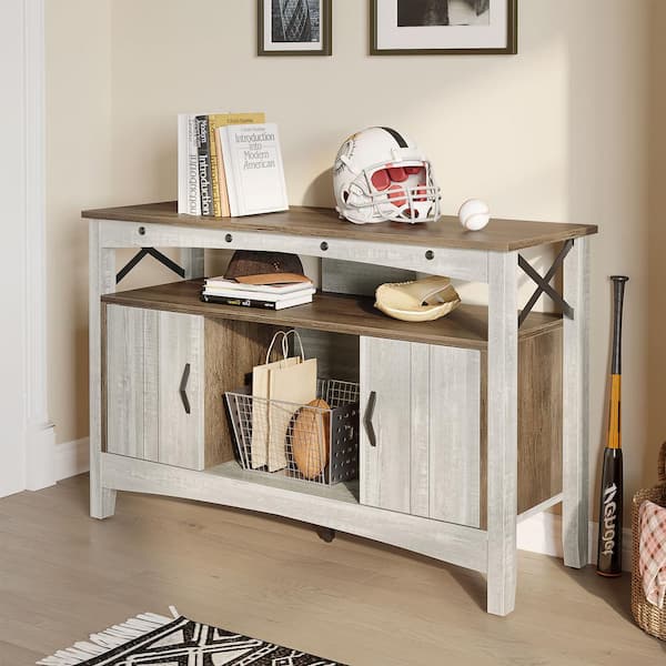 Bestier Storage Sideboard Buffet Cabinet with Removable Wine Rack Wash White