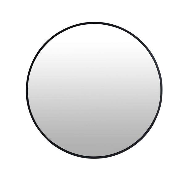 EPOWP 24 in. W x 24 in. H Round Aluminum Framed Wall Bathroom Vanity Mirror in Black