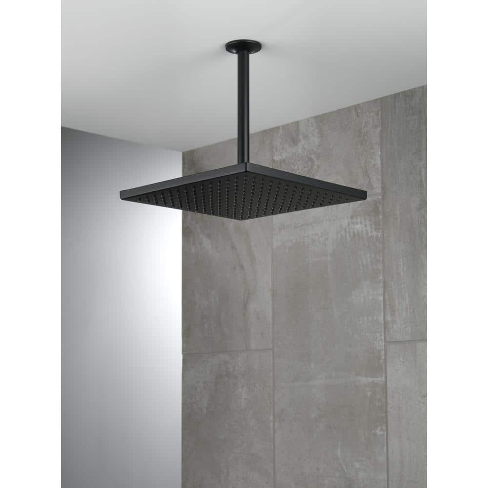 Matte Black Square Metal Ceiling Mount Rain Shower Head