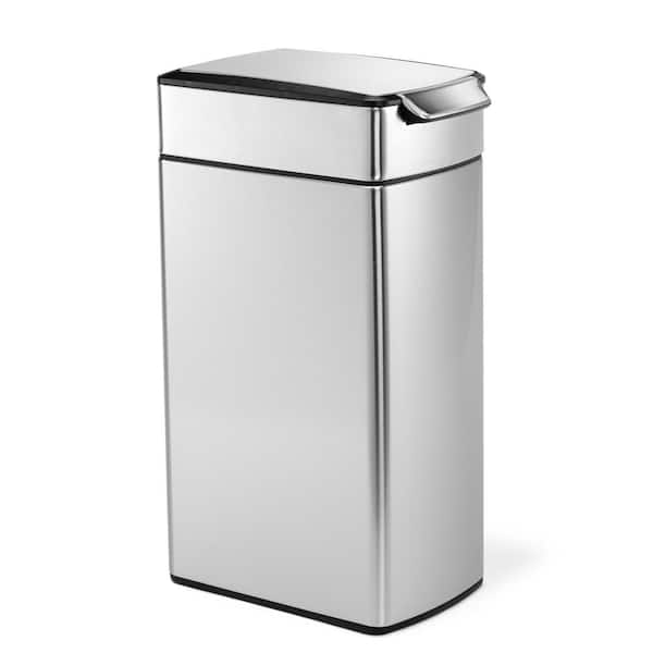 40L Slim Touch Bar Kitchen Trash Can, Brushed Stainless Steel