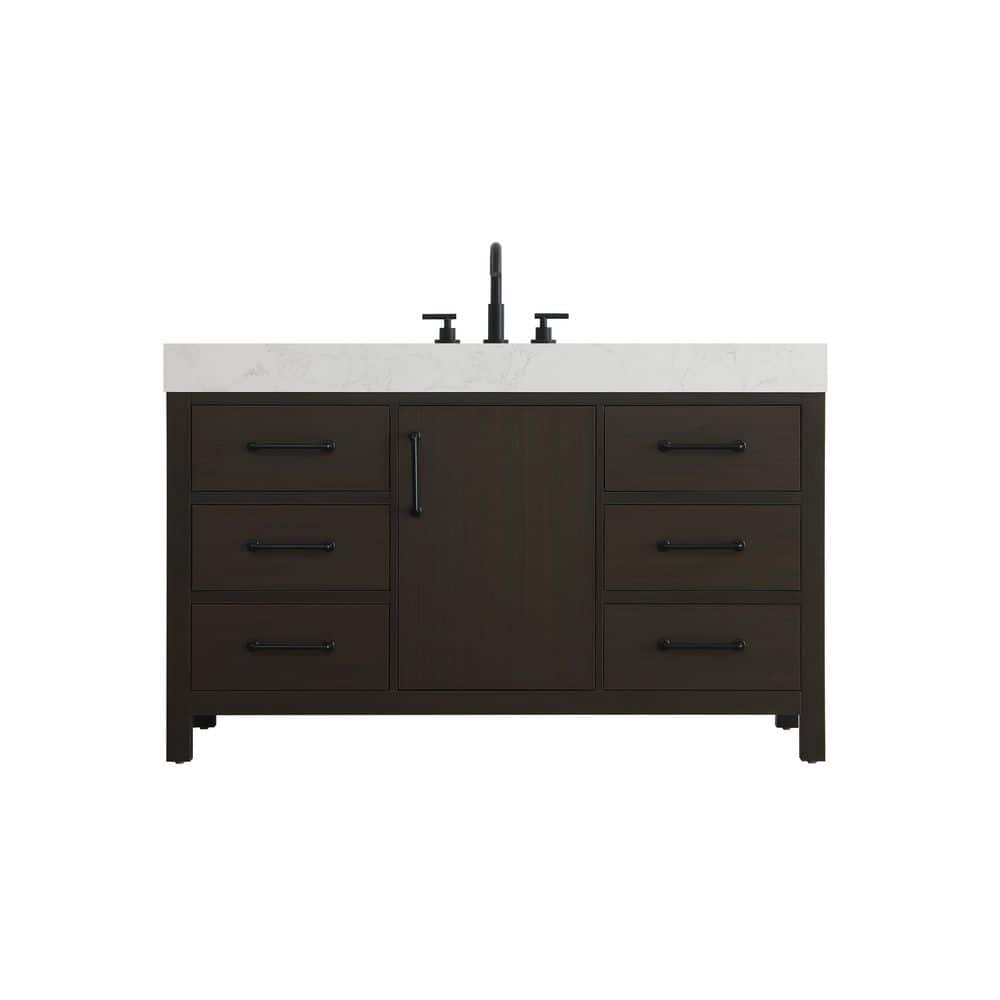 54 in. Single Sink Mocha Brown Bath Vanity with White Engineered Marble Top price history on PriceWatchPro