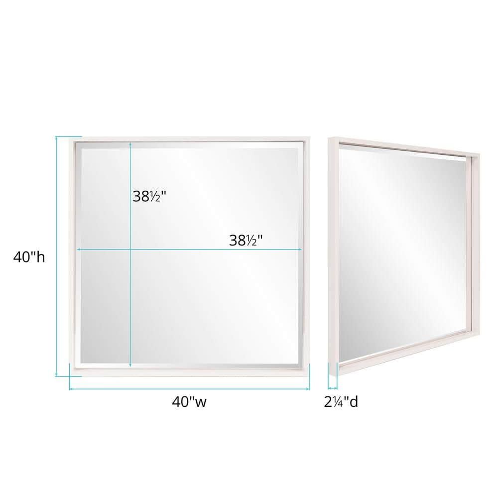 Glossy White 40" Square Wood Frame Decorative Mirror