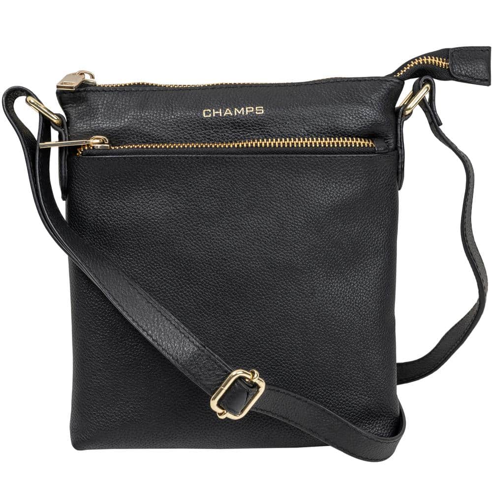 CHAMPS Champs Gala Collection Black Leather Mini Cross-Body Tote Bag ...