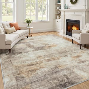 Monet Gray/Brown 8 ft. x 10 ft. Modern Abstract Area Rug