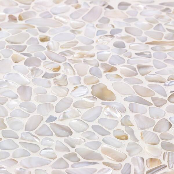 Flat Glass Mosaic Pebbles/Stones/Beads Pebbles Art STONED® Large Pearly White 