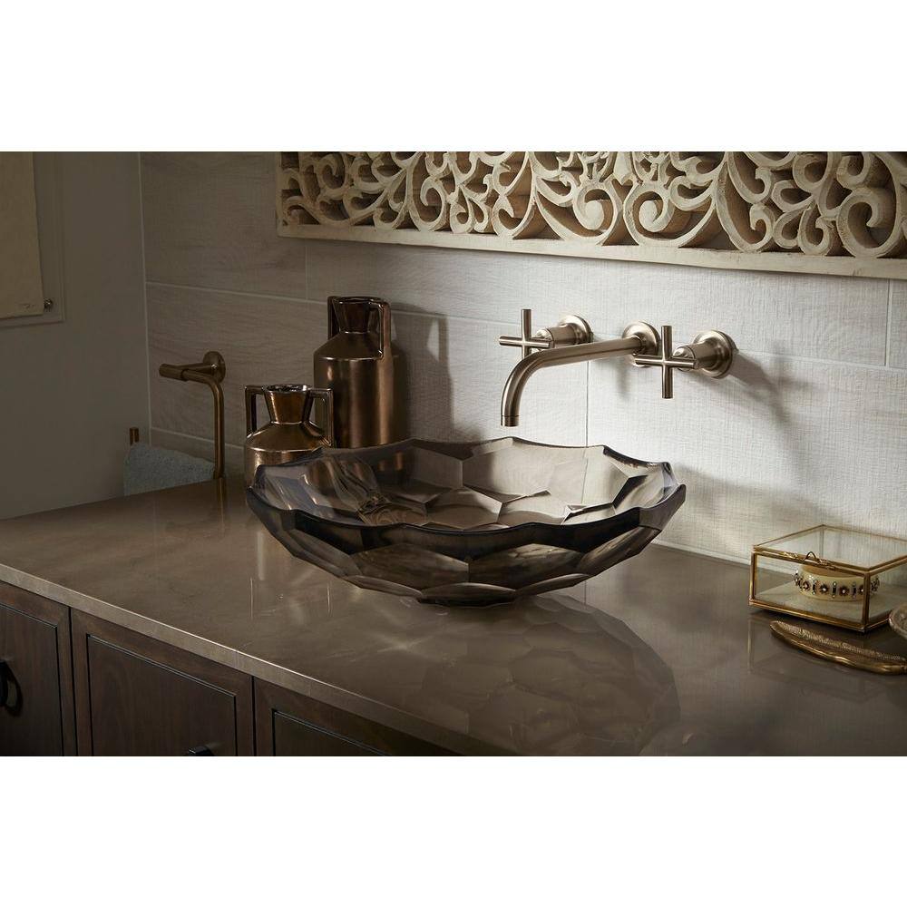 Ice Glass Faceted Oval Above-Counter Vessel Sink