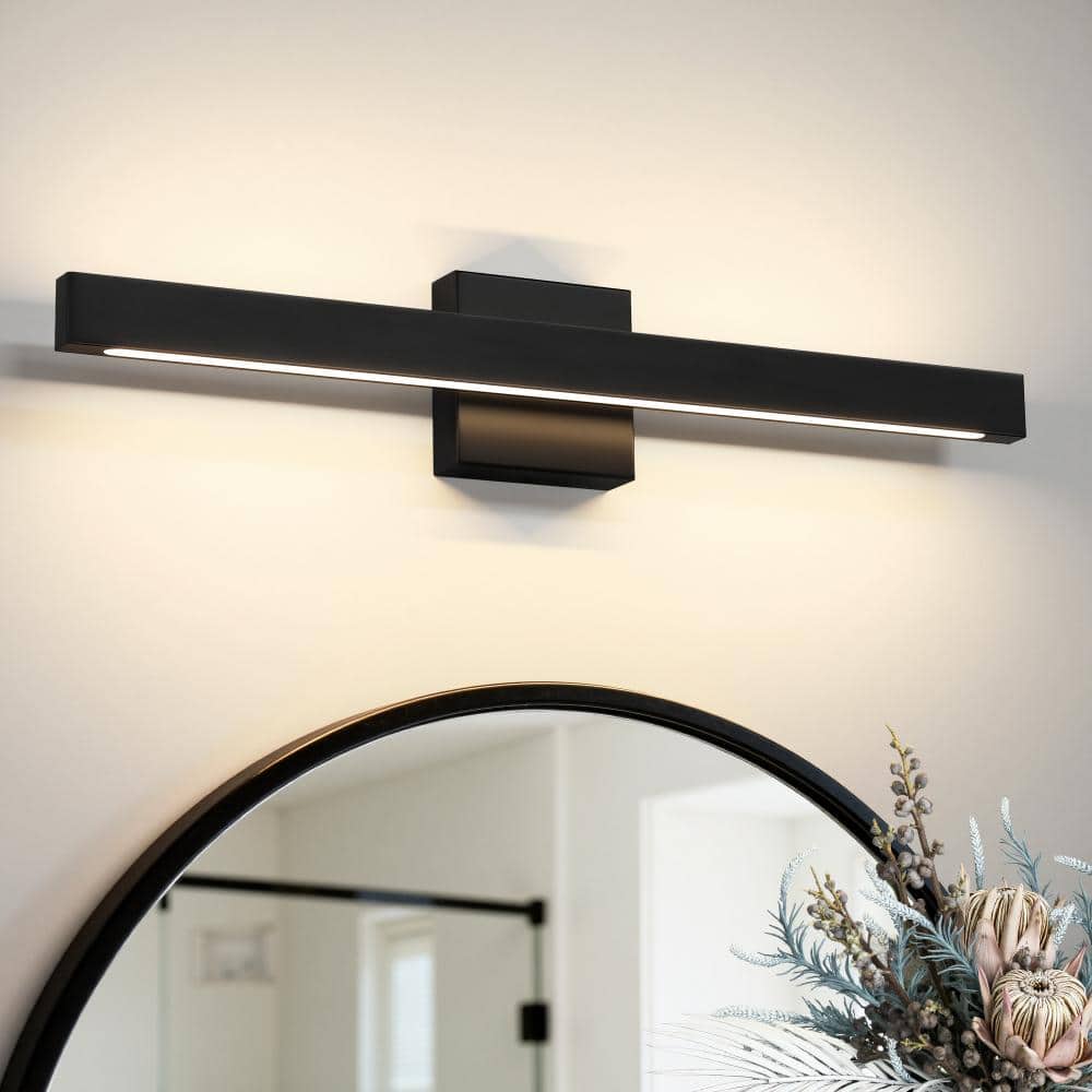 24 in. 1-Light Modern Bathroom Light Fixture Over Mirror Black LED Vanity Light Bar With 20W Dimmable 5CCT Wall Sconce price history on PriceWatchPro
