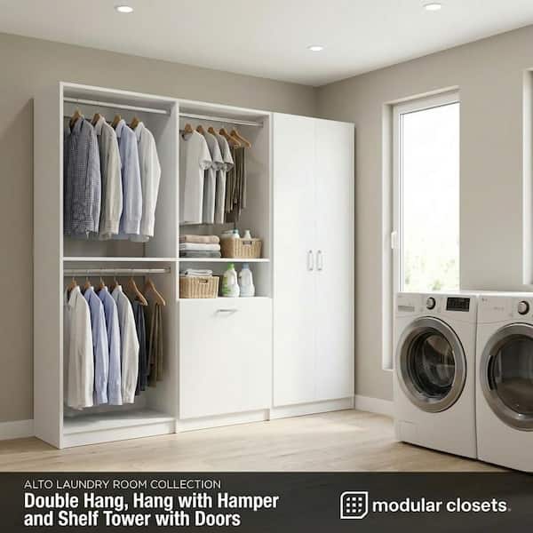 MODULAR CLOSETS Alto Laundry Room 54 in W White Double Hang, Hang